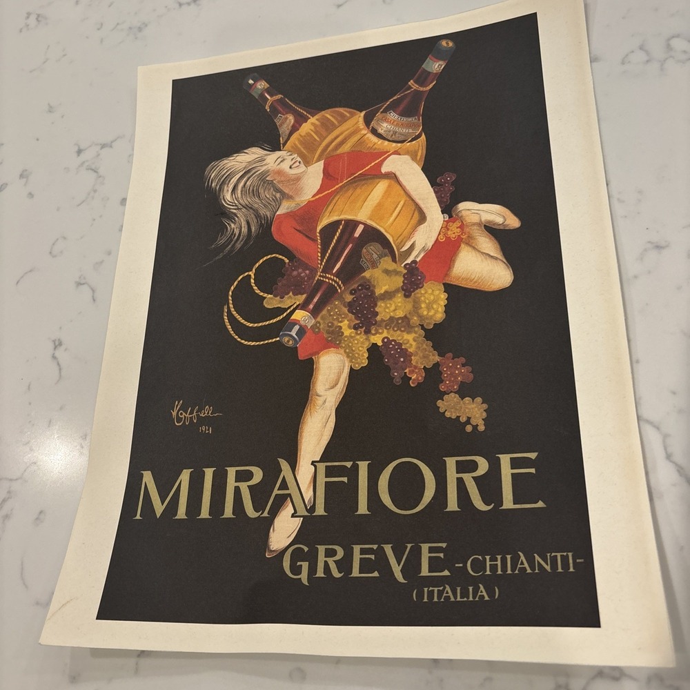 Chianti Wine Mirafiore Greve 1923 Italy Vintage Poster Print Wall Art 11x14